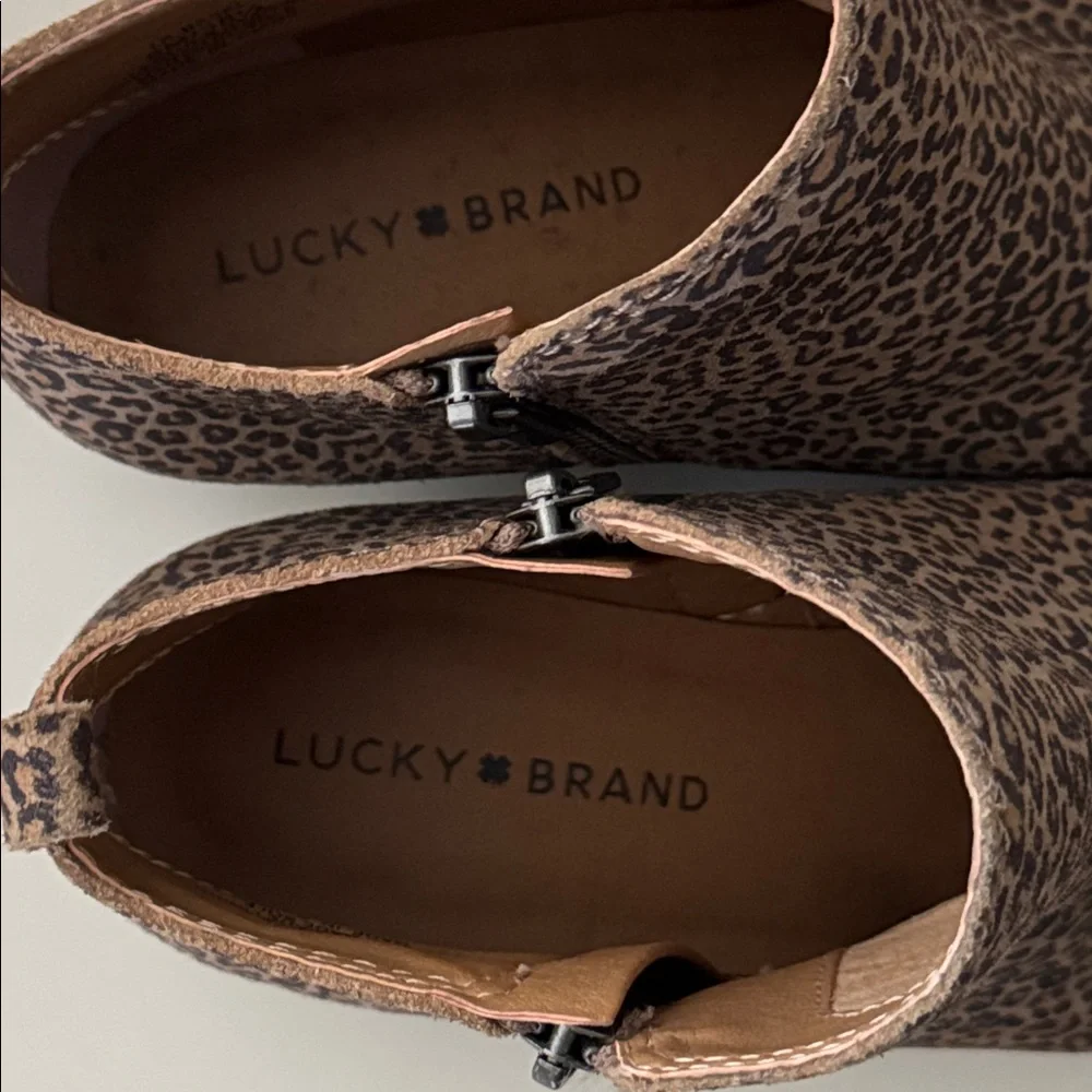 Lucky Brand Tan Leopard Ankle Booties